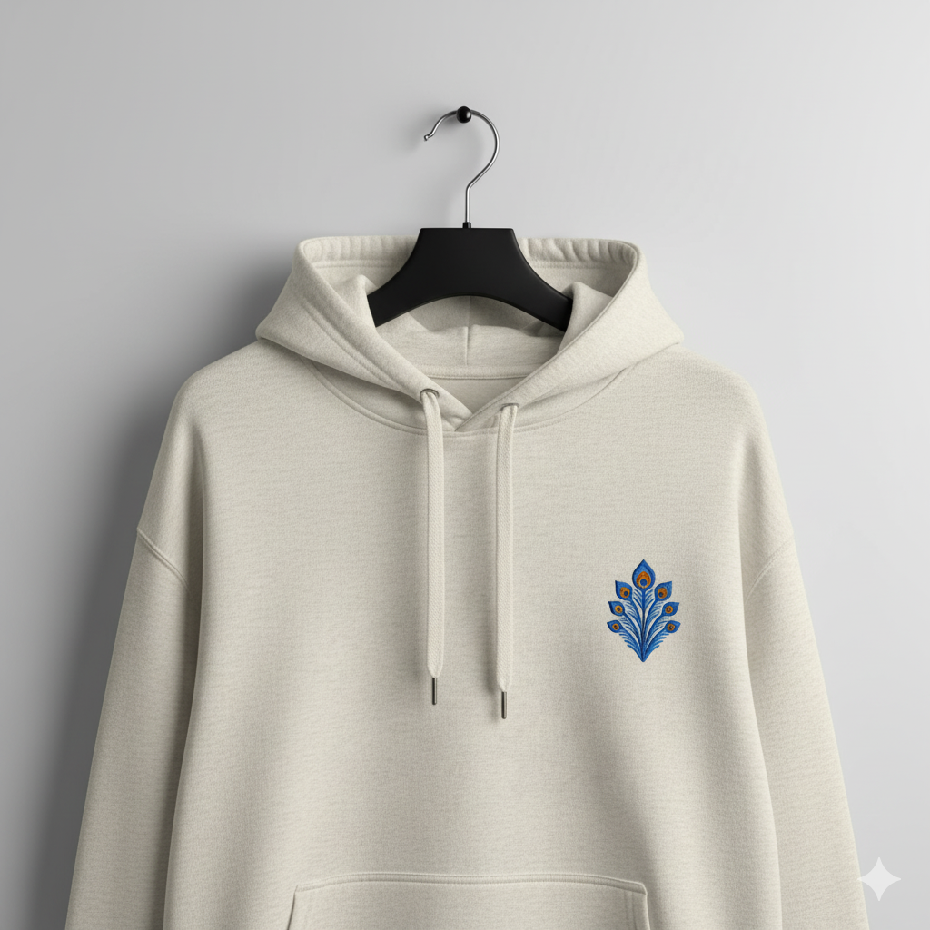Hoodie à capuche unisexe – Broderie Edition Paon
