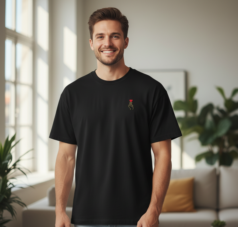 T-shirt boxy oversize homme – Coton premium - Broderie Edition Coeur