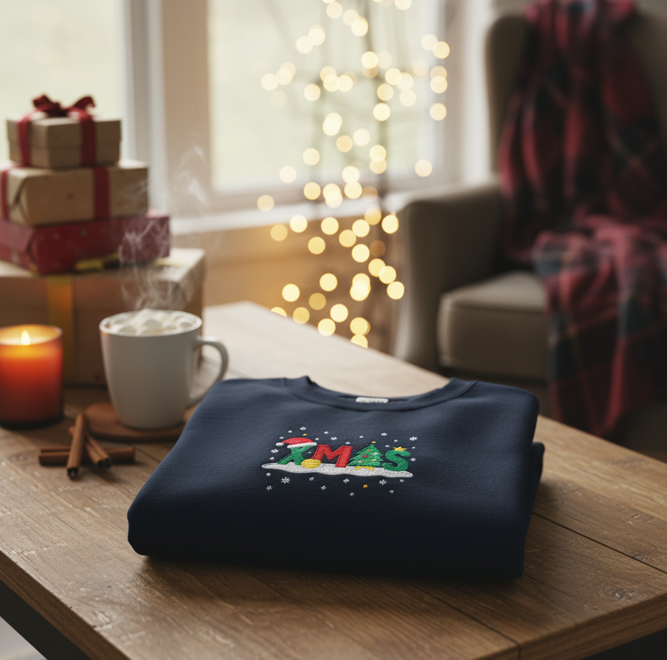Sweat-shirt unisexe – Coupe classique - Broderie Edition Noël XMAS