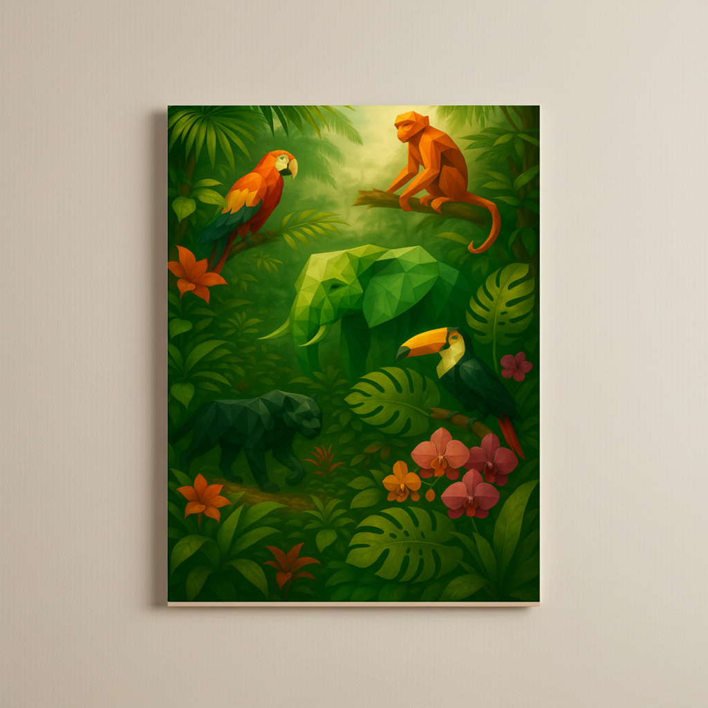 Affiche Jungle Origami – Impression Premium sur papier mat japonais