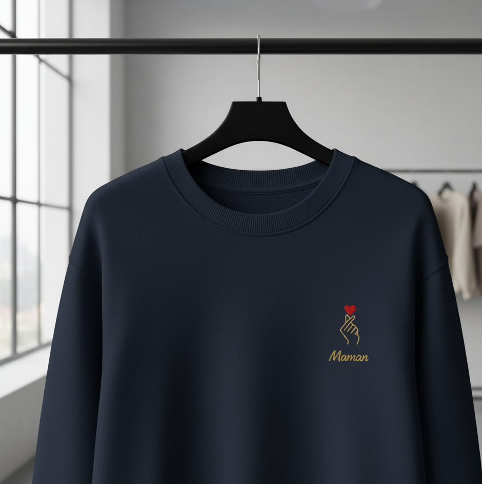 Sweat-shirt unisexe – Coupe classique - Broderie Personnalisable - Edition coeur