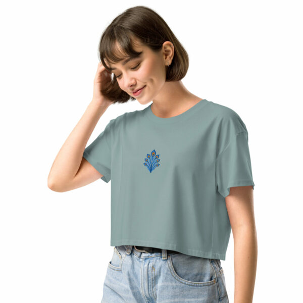Crop Top Coton Premium Brodé Femme – Collection Paon - Image 4