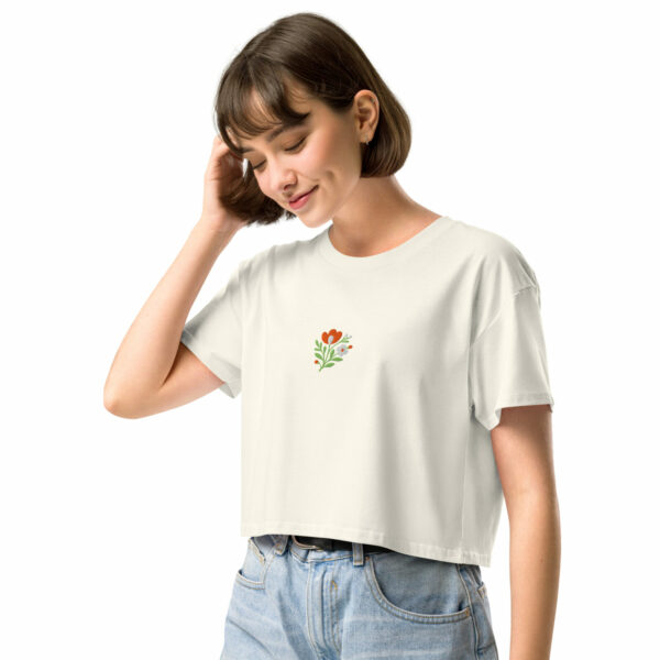 Crop Top Coton Premium Brodé Femme – Collection Flowers - Image 5