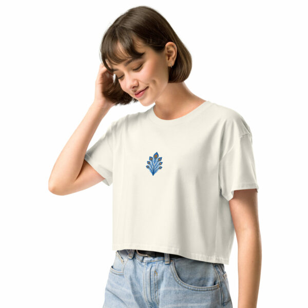 Crop Top Coton Premium Brodé Femme – Collection Paon - Image 5