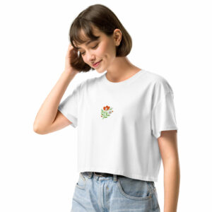 Crop Top Coton Premium Brodé Femme – Collection Flowers